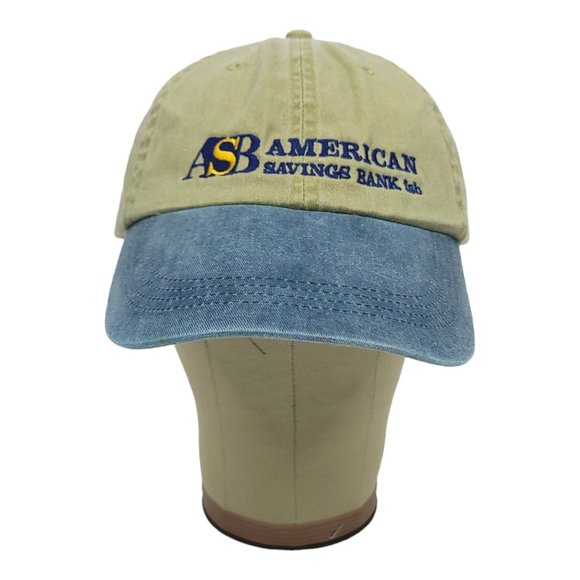 Anvil American Savings Bank Adjustable Cap Trucker Baseball Hat Blue Khaki - Picture 5 of 12